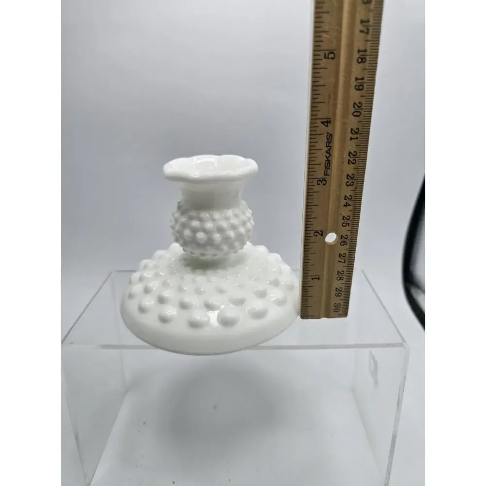 Vintage Fenton Hobnail White Milk Glass Single Candle Holder